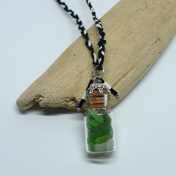 Sea glass pendant- Bottle pendant- Mermaid's Tears- Cornish sea glass