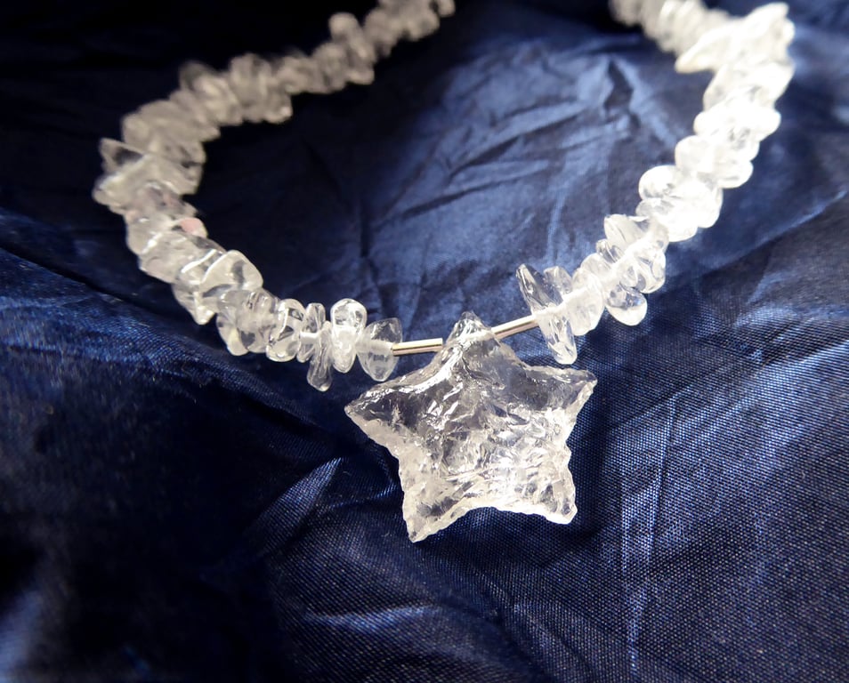 Add some sparkle with this beautiful handmade Gemstone Frost and Star Necklace