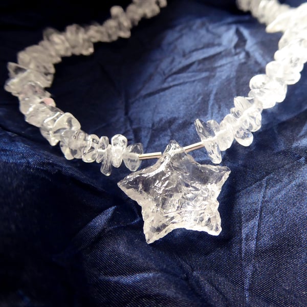 Add some sparkle with this beautiful handmade Gemstone Frost and Star Necklace