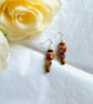 Ceramic drop earrings - painted ceramic and wooden beads on silver plated wire