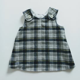 Dress, 0-3 months,  Winter Dress, pinafore, A Line dress, tartan pinafore