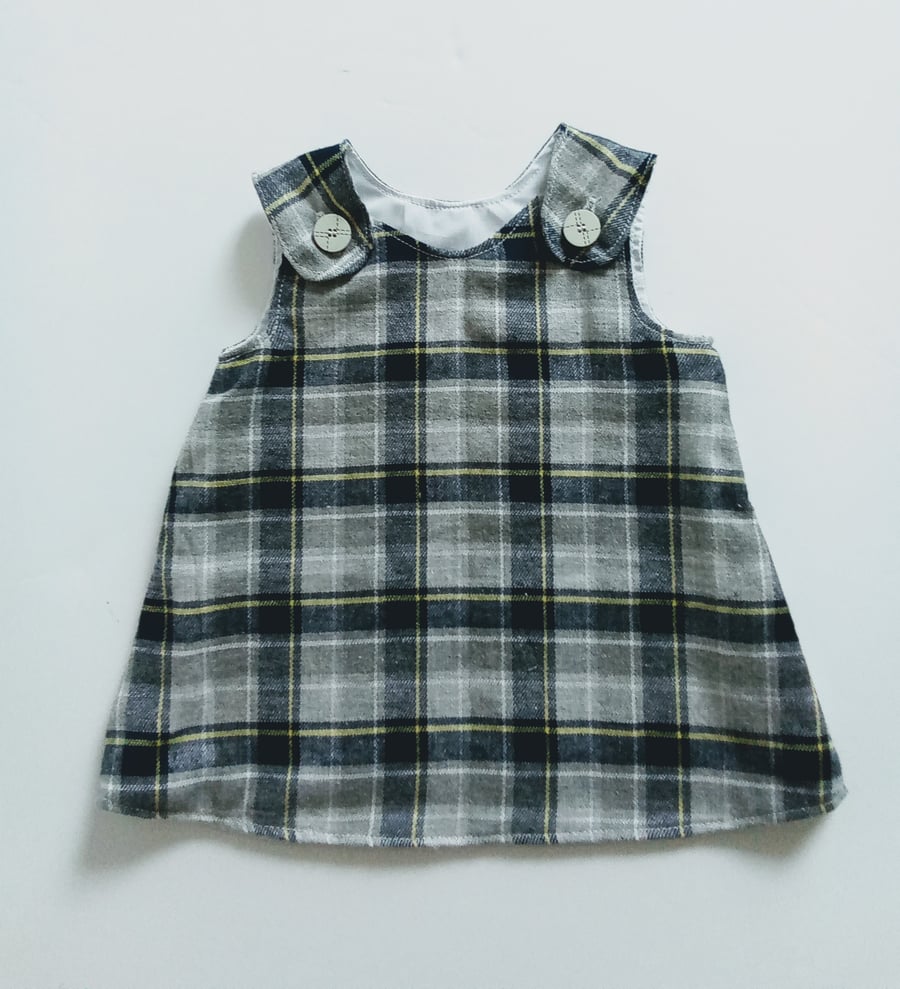 Dress, 0-3 months,  Winter Dress, pinafore, A Line dress, tartan pinafore