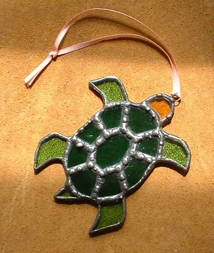Stained Glass Sea Turtle Suncatcher