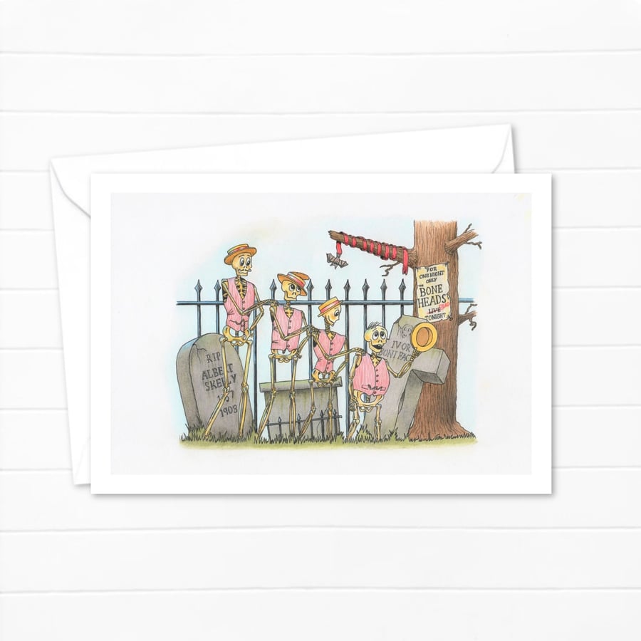 Skeleton Barbershop Quartet Greeting Card: A Fun Alternative Birthday Card (503)
