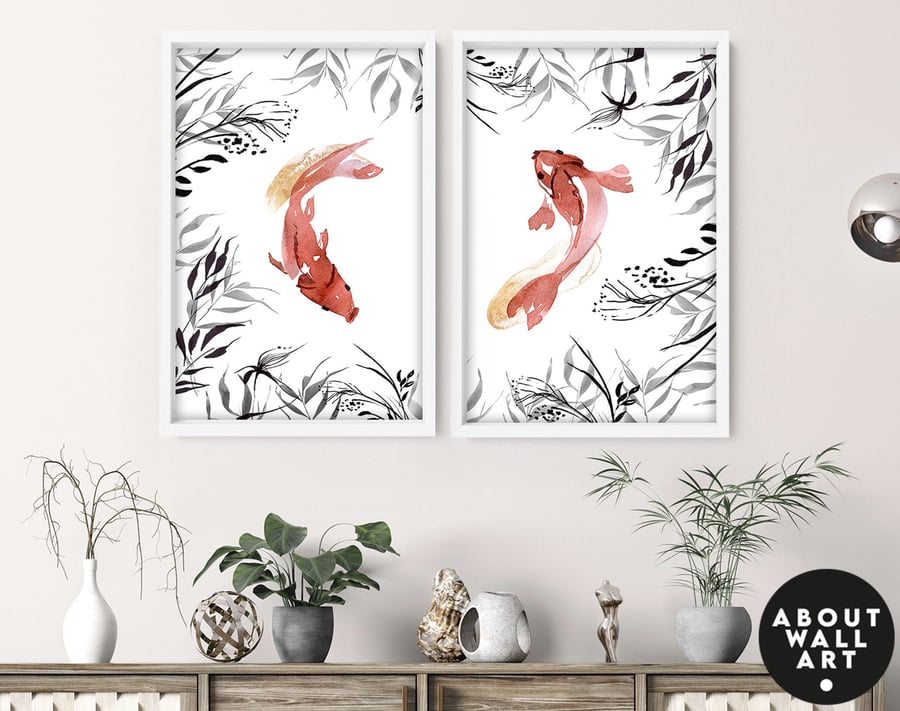 Home Decor Wall hanging, Koi Fishes Home Decor Wall art, Office decor gift for h