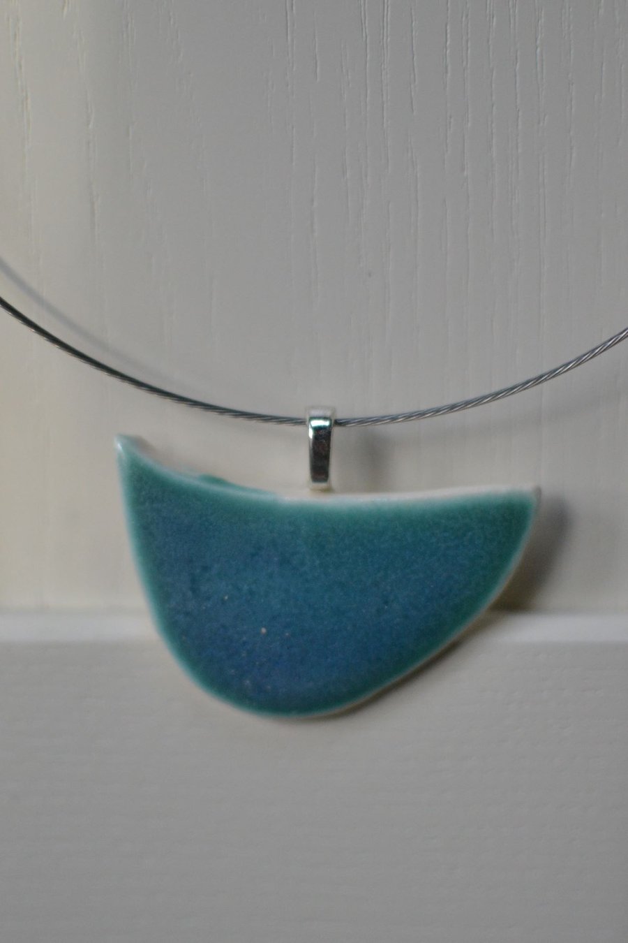 Moon boat pendant 1 -  Beautiful and unique, glazed in turquoise and green