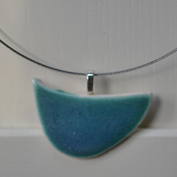 Moon boat pendant 1 -  Beautiful and unique, glazed in turquoise and green