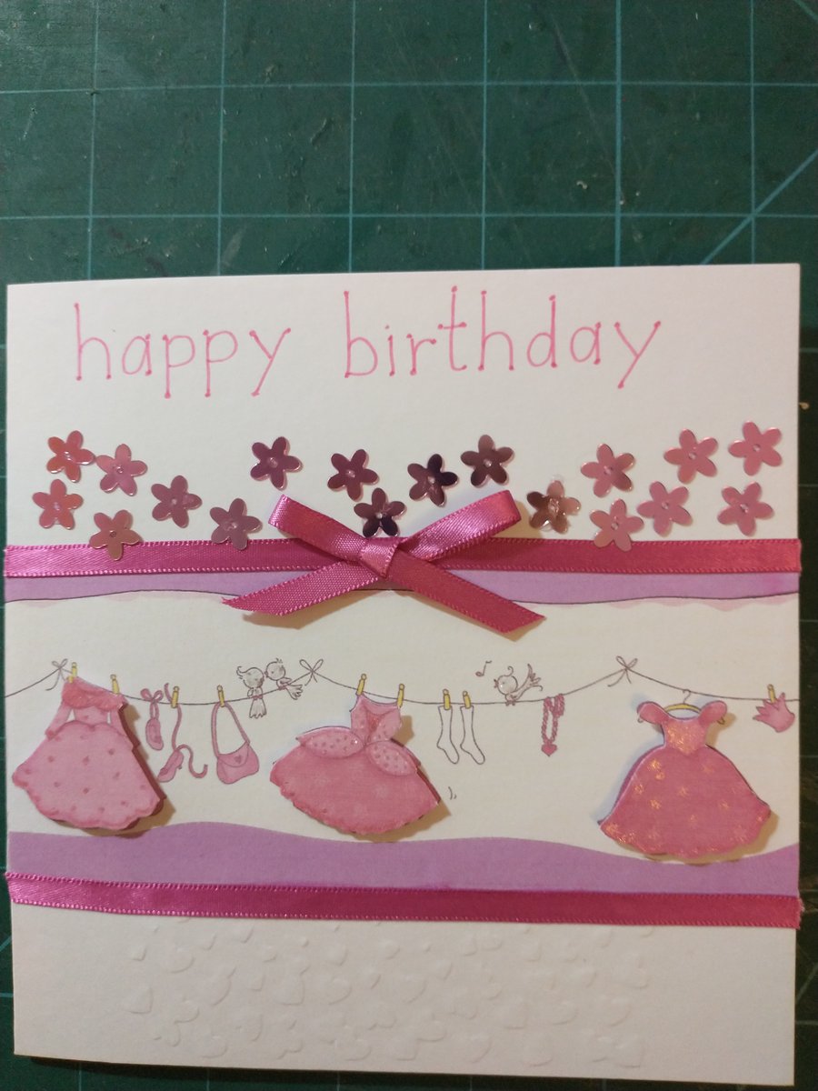 Princess dresses decoupage birthday card for a girl