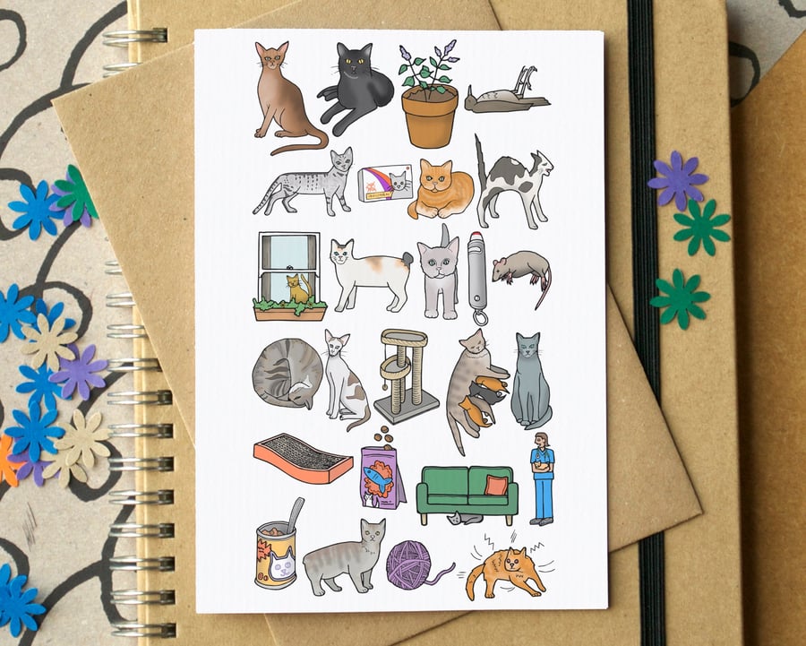 Cat Alphabet Greetings Card