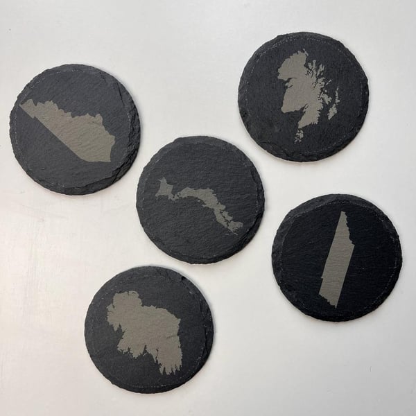 World Whisky Regions - Engraved Stone Coasters 