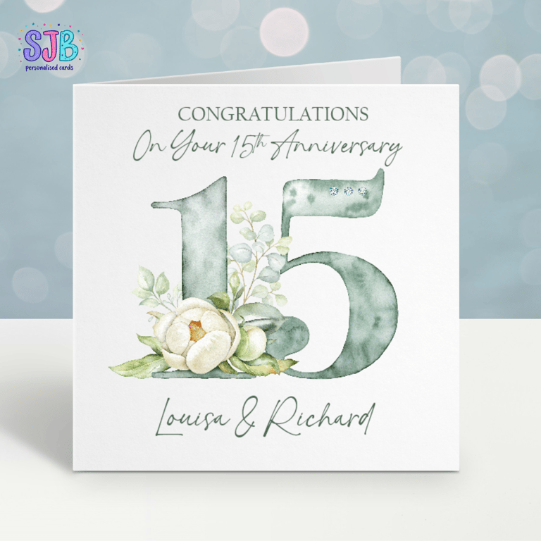 Handmade Personalised 15th Wedding Anniversary Card