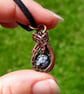 Copper Wire Weave Wrapped Snowflake Obsidian Pendant - Image 8