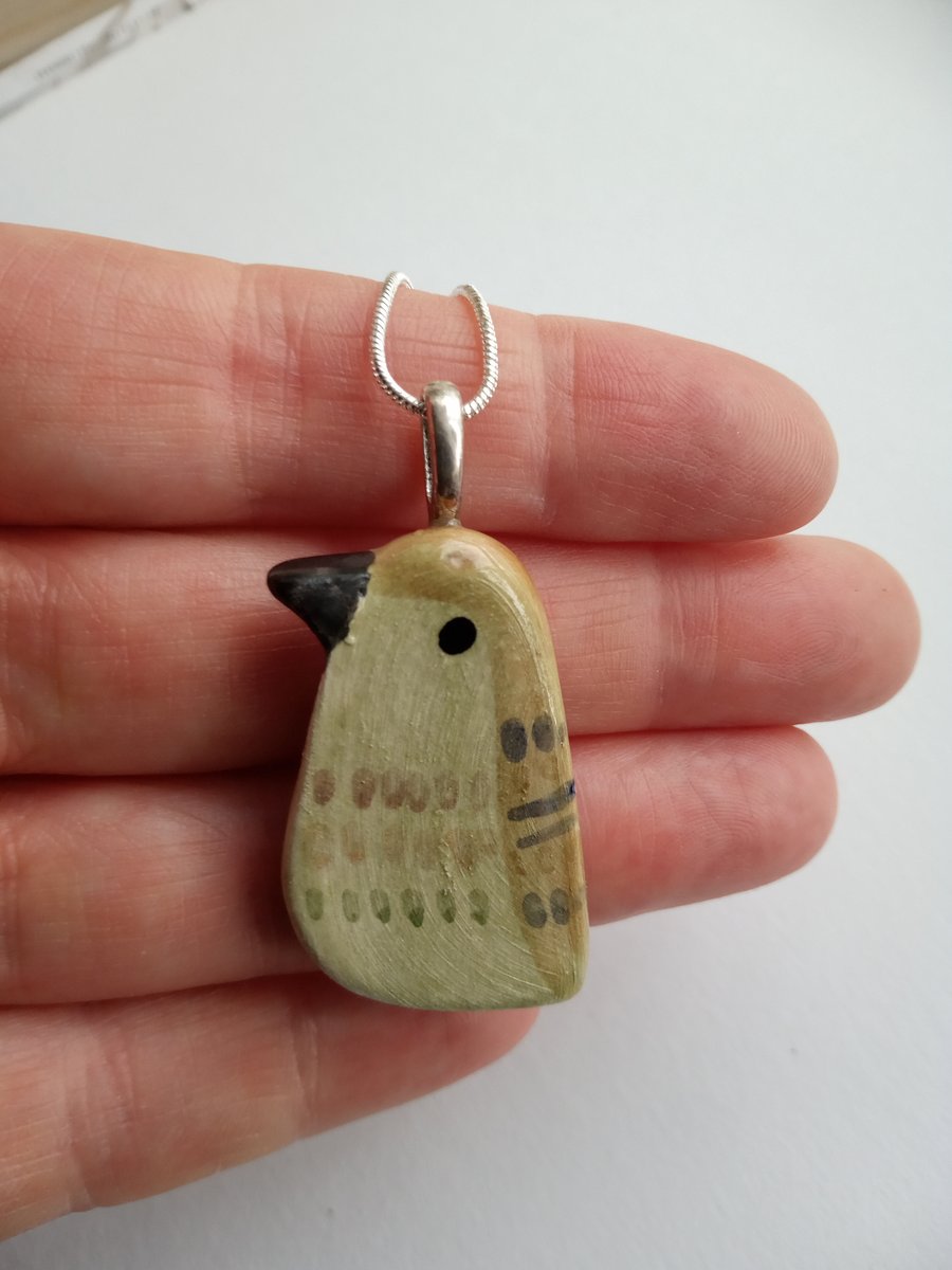 Ceramic green bird necklace