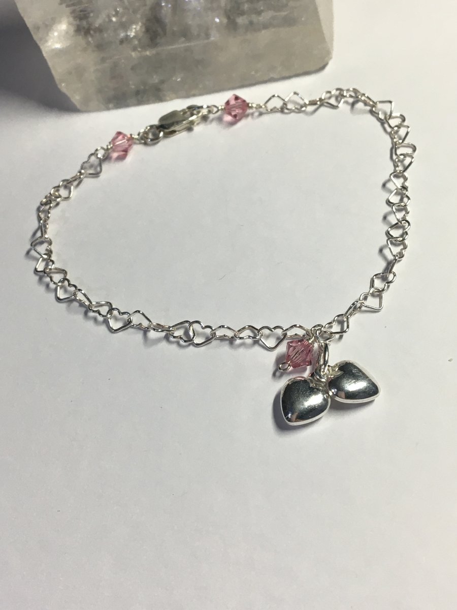 Sterling Silver heart chain bracelet