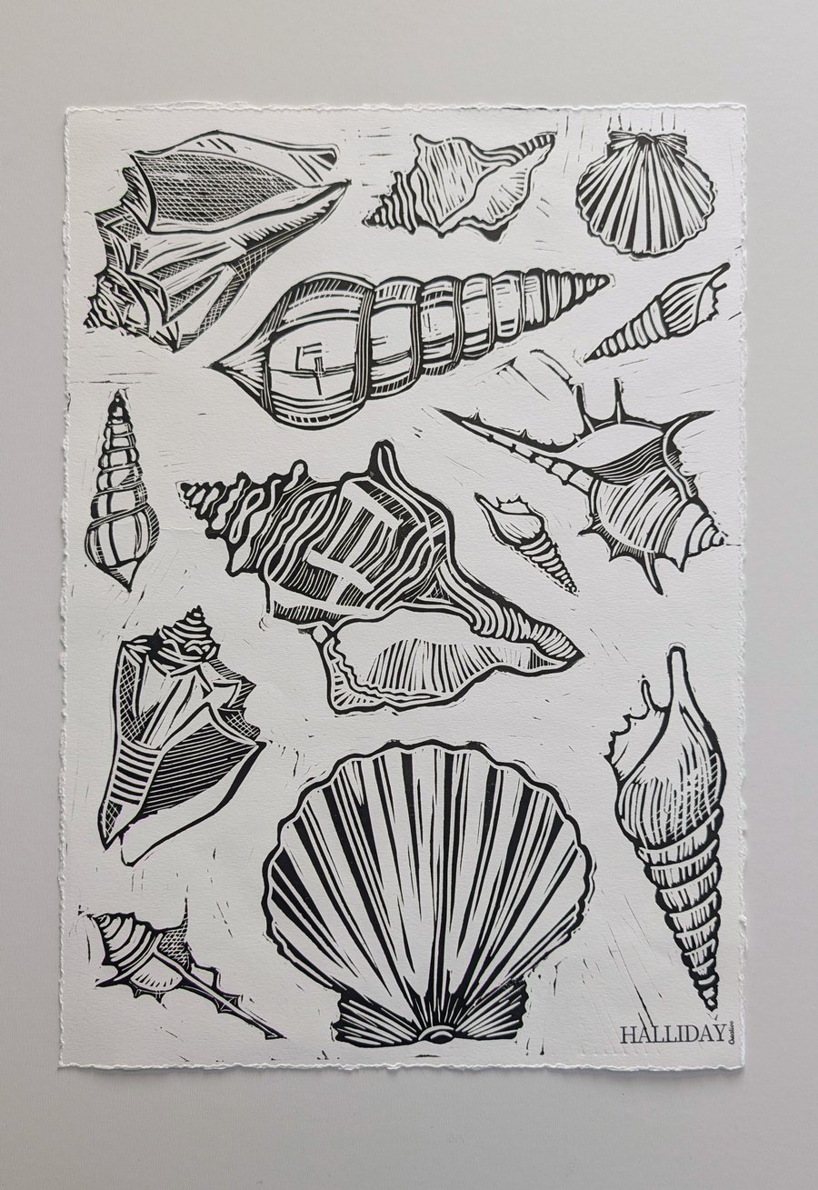 Multi Shell Lino Print (Black)