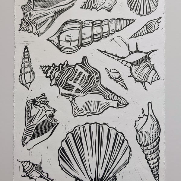 Multi Shell Lino Print (Black)