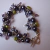 Purple Faux Pearl and Purple Rondelle Glass Bead Bracelet