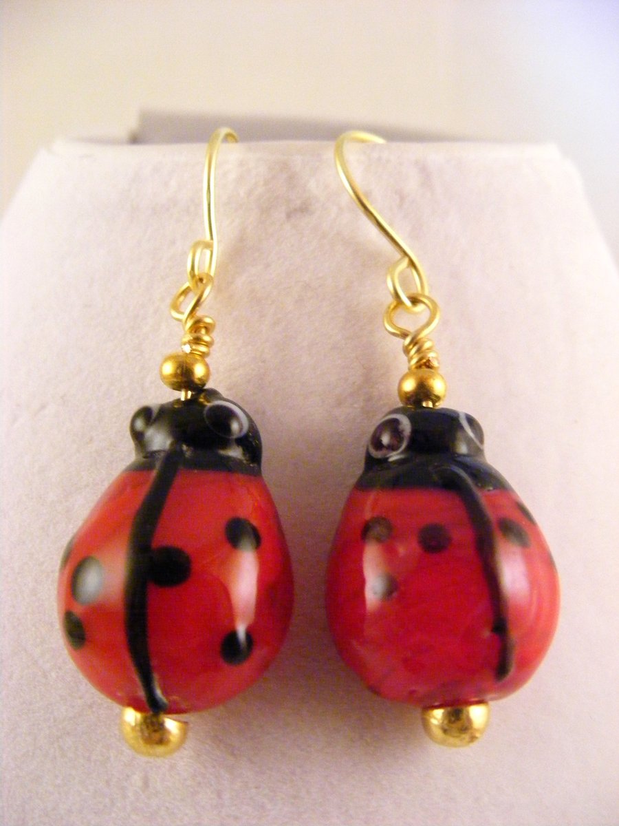 Lampwork Ladybird Earrings