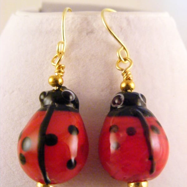 Lampwork Ladybird Earrings