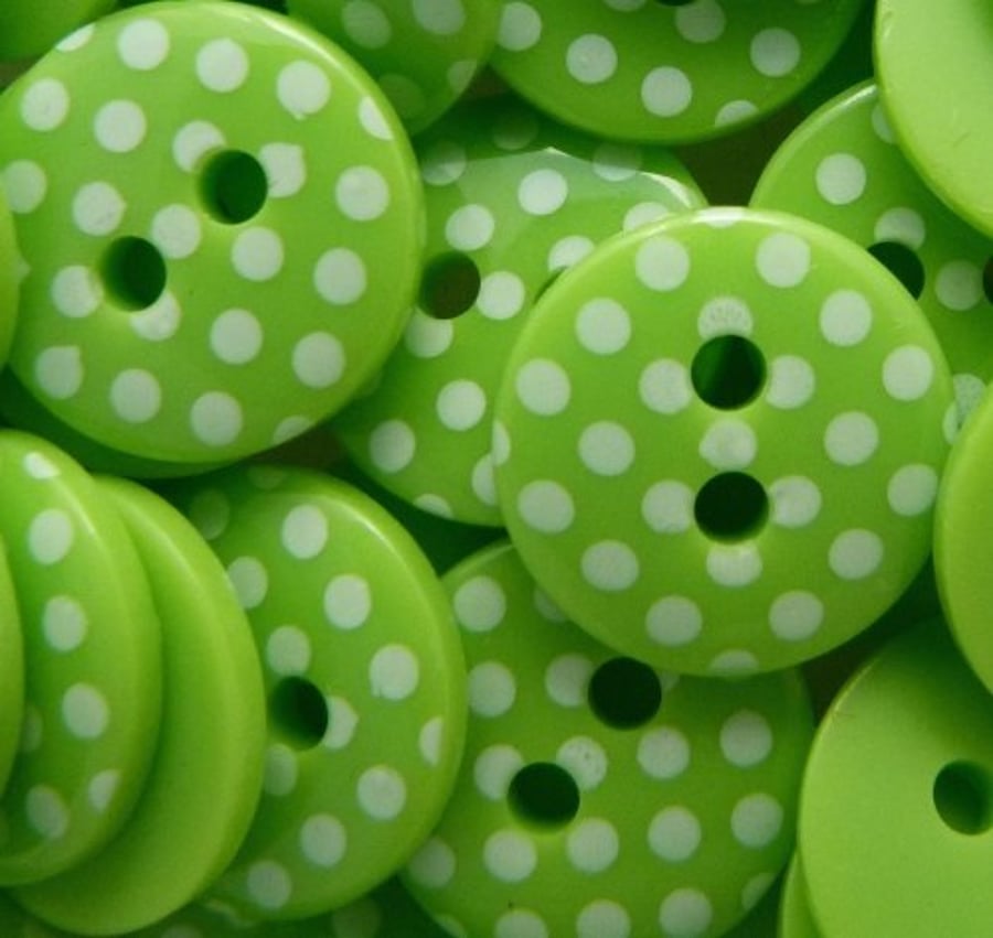 Green and White Polka Dot Buttons
