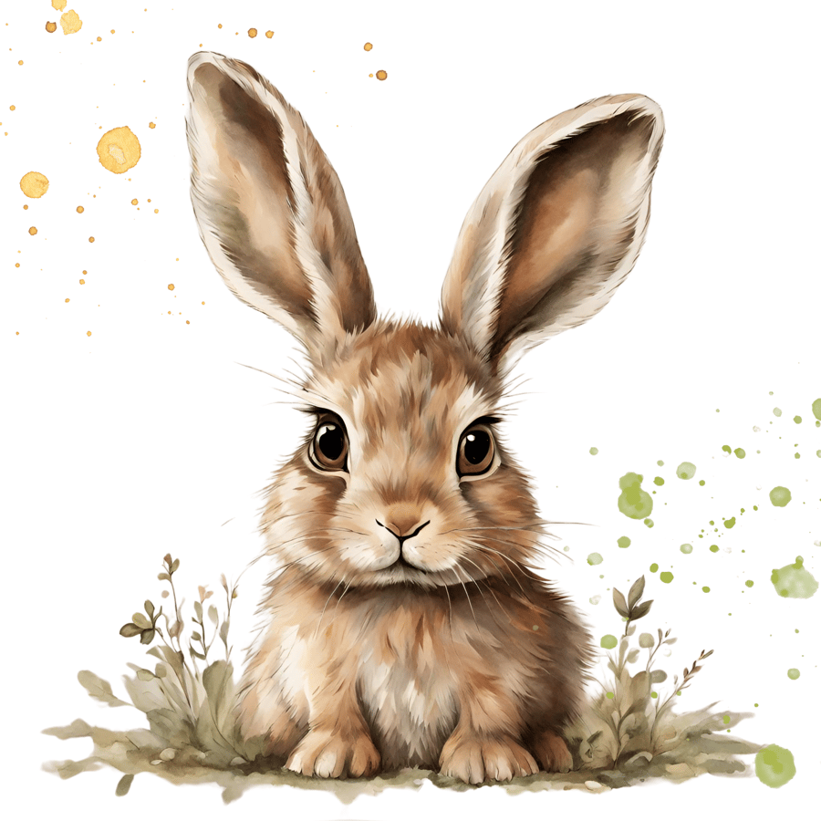 Print of a cute baby hare for a child's nursery