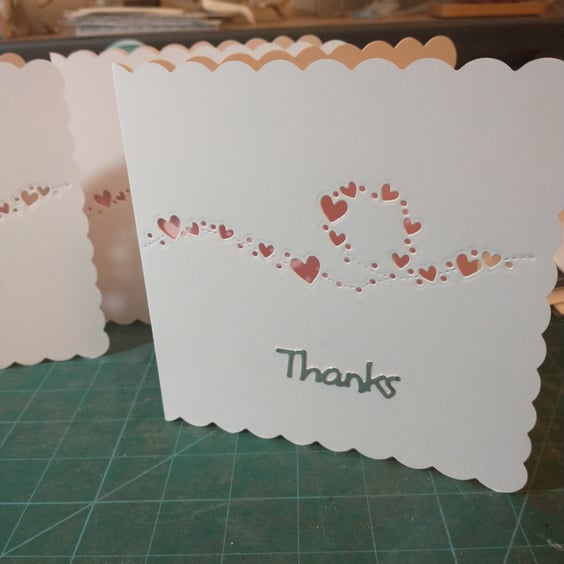Pack of 3 pink thank you cards