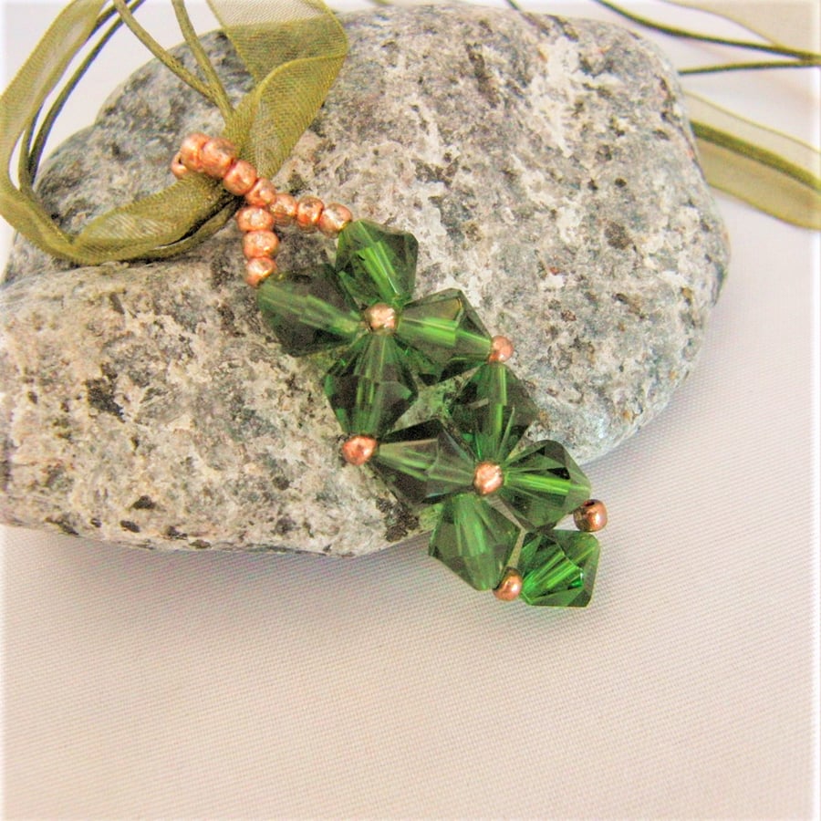 Hand Sewn Crystal Beaded Pendant Necklace with Choice of Crystal Colour