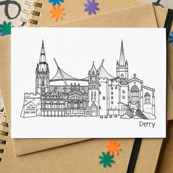 Derry Skyline Greetings Card