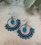 Handmade Blue & Turquoise Beaded Hoop Earrings, boho jewellery , gift for her  - Image 1