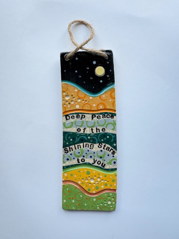 DEEP PEACE OF THE SHINING STARS CERAMIC HANGING PLAQUE