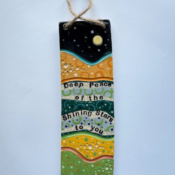 DEEP PEACE OF THE SHINING STARS CERAMIC HANGING PLAQUE