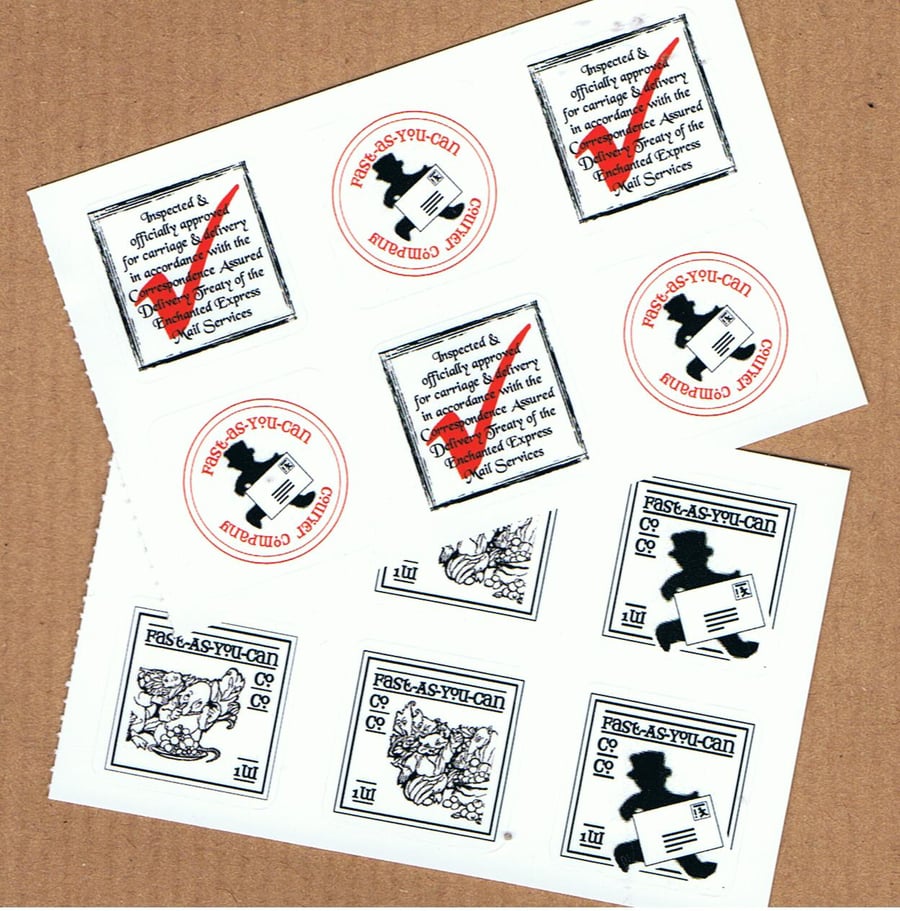 Fast-As-You-Can Courier Company - Fairy tale faux postage mini-sheets- 12 artist