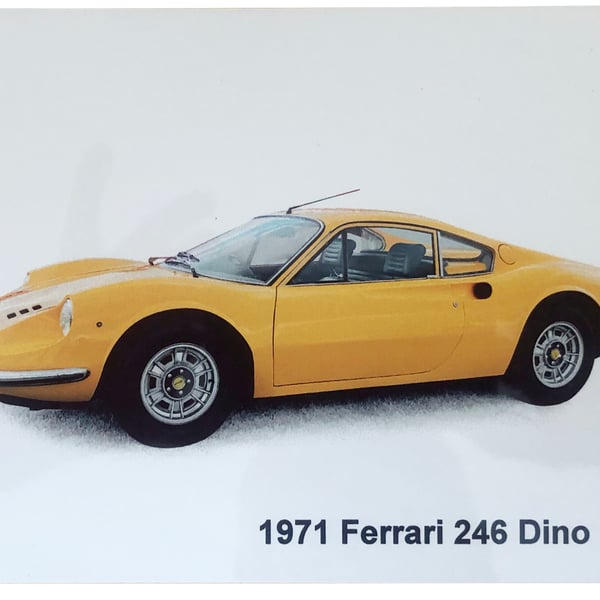 Ferrari 246 Dino 1971 - Aluminium Plaque - Sizes A5 or 203x304mm