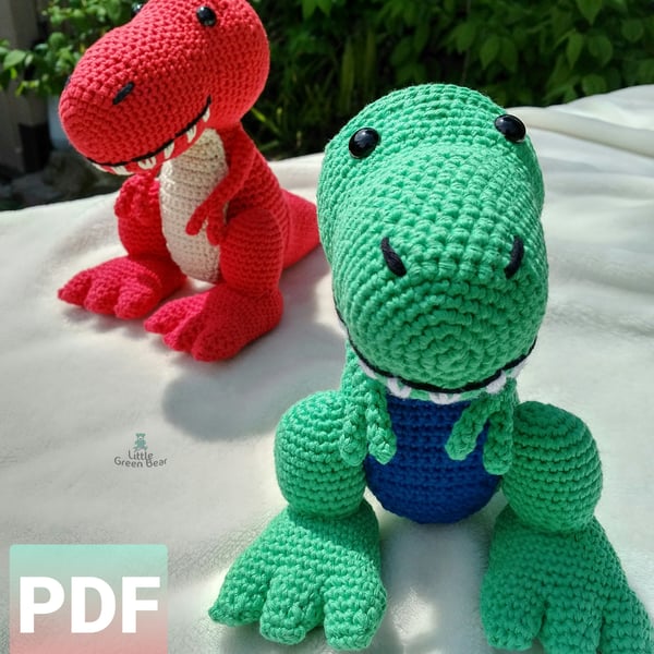 Travis the T-Rex Crochet Pattern, Dinosaur Amigurumi Pattern