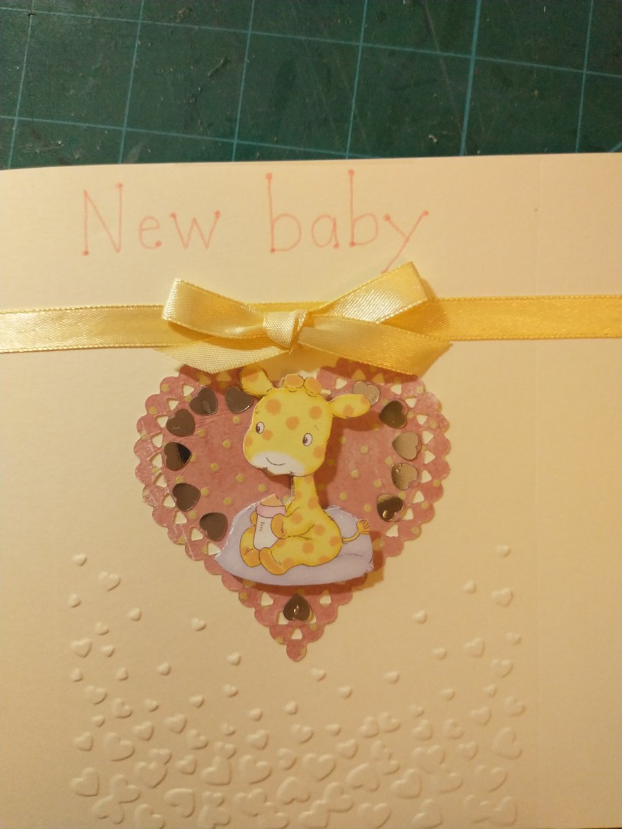 Cute giraffe decoupage new baby card