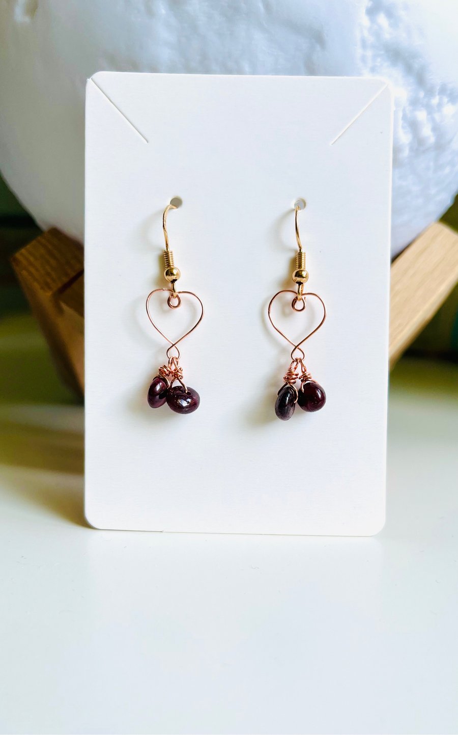 Red Garnet heart Earrings 