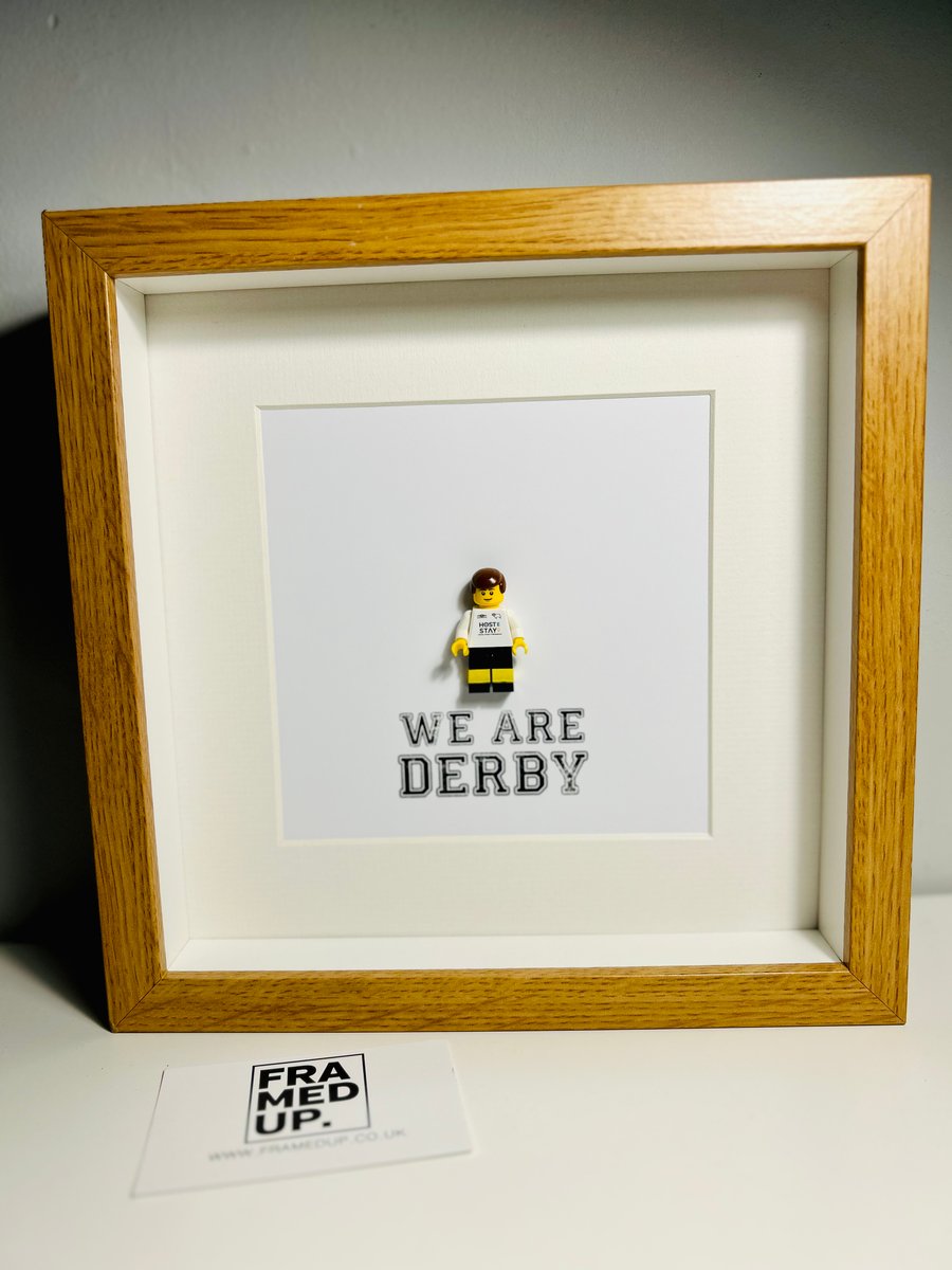 DERBY COUNTY - FOOTBALL - DCFC - FRAMED CUSTOM LEGO MINIFIGURE
