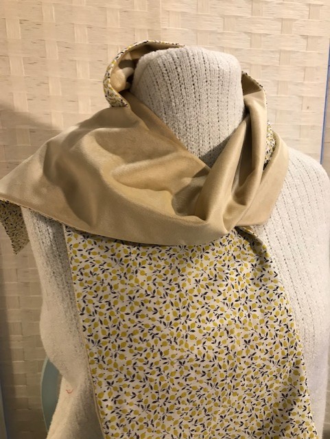 Liberty of London Print Long Scarf.Cotton Tana Lawn and Velvet  