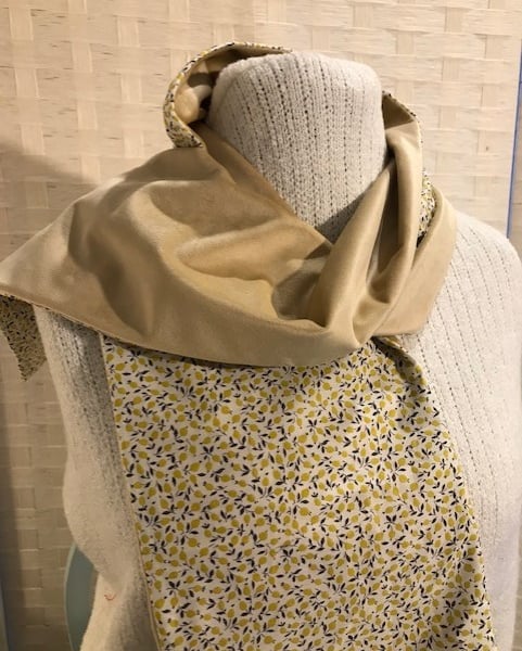 Liberty of London Print Long Scarf.Cotton Tana Lawn and Velvet  