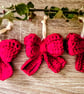 Crochet Christmas Tree Bow Decoration - Set of 4
