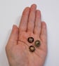 Gold and black faux metal flower shank buttons 15mm approximately. Pack of 10 - Image 5