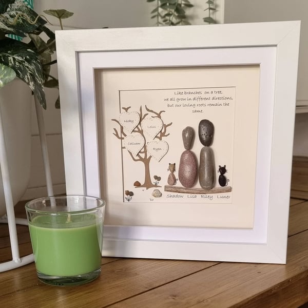 Personalised Family Tree Pebble Picture 8"x8"