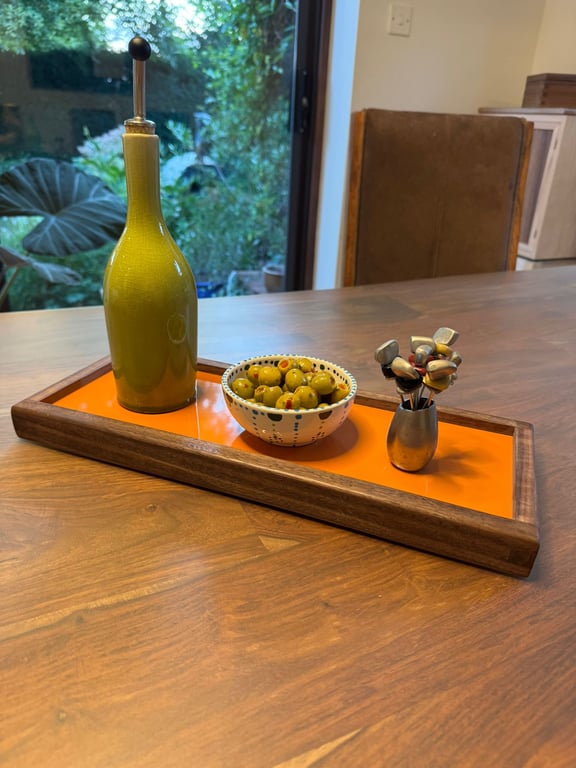 Walnut and tile serving platter