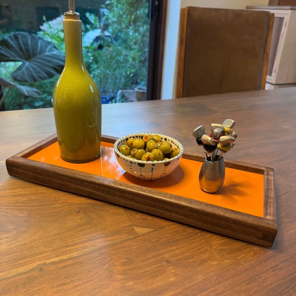 Walnut and tile serving platter
