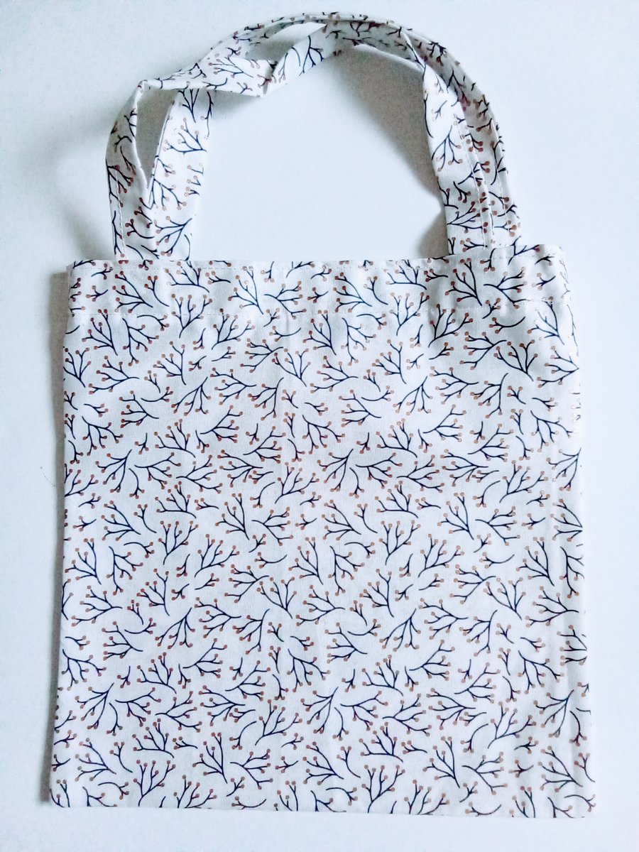 Xmas gift bag, 100% cotton bag, white Christmas gift bag, xmas branches