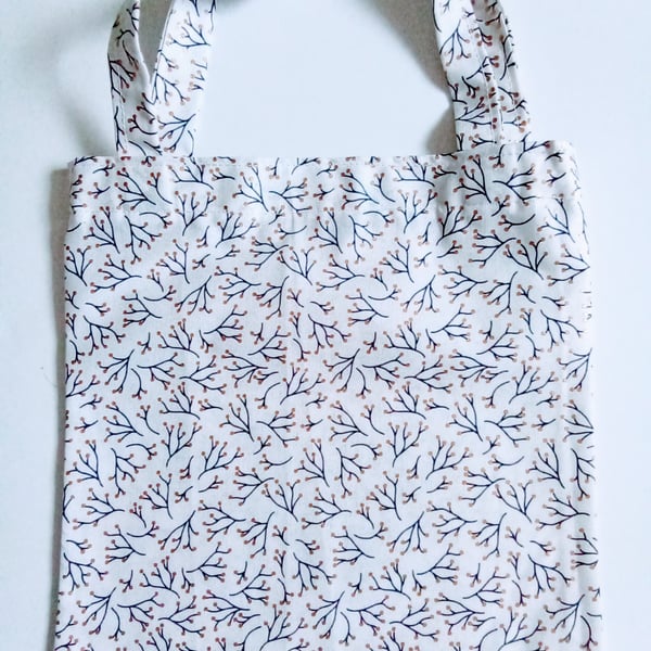 Xmas gift bag, 100% cotton bag, white Christmas gift bag, xmas branches