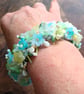 Pastel blue & Lemon Flower Hand Beaded Statement Wrist Corsage Bracelet - Image 4