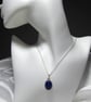 Sterling Silver Gallery Wire Set Lapis Lazuli Pendant & 18 inch Sterling Chain