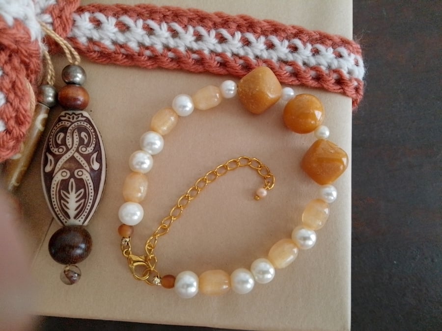 Handmade bracelet made using pre-loved beads.