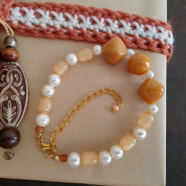 Handmade bracelet made using pre-loved beads.